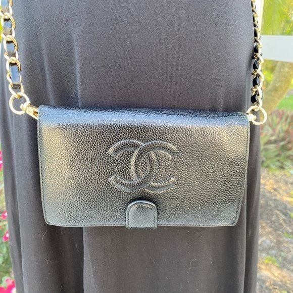 Chanel Black Caviar Leather Wallet on a Chain 100% Authentic - Picture 11 of 12